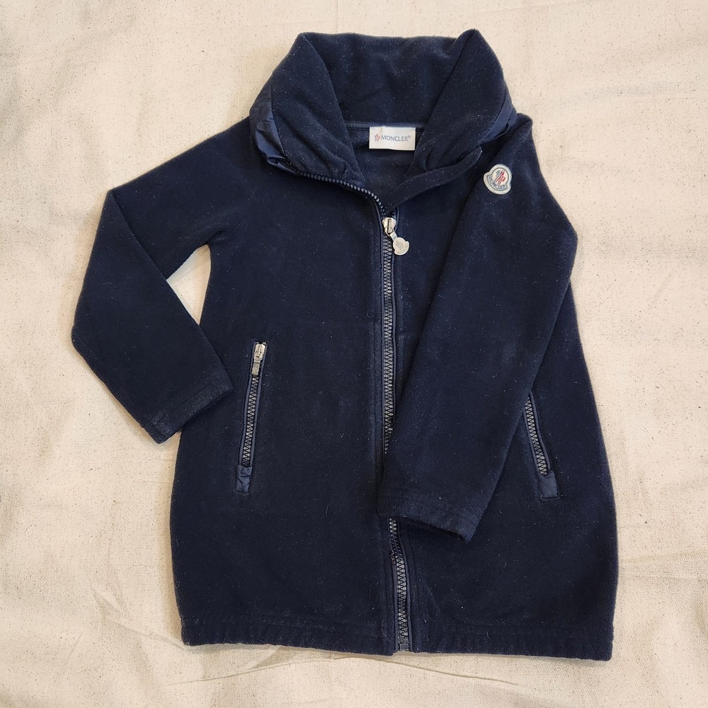Authentic Moncler Kids Navy Blue Fleece Zip Coat Jacket Size 4Y 4 Boys Girls